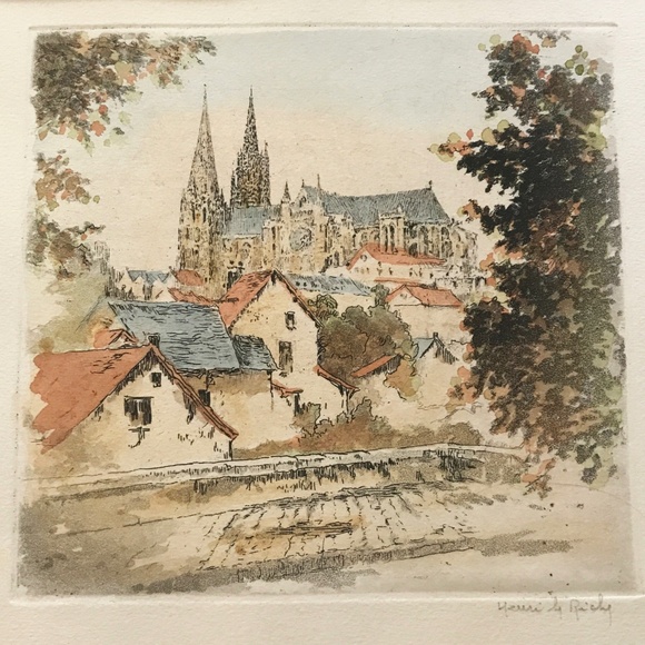 "PARIS" AQUATINT COLOUR ETCHING BY HENRI LE RICHY - Picture 1 of 3